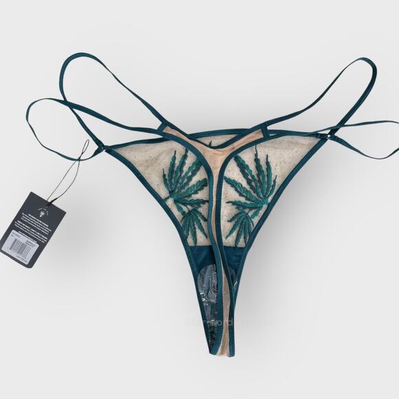 Thistle & Spire 3X Emerald Green Biscotti Embroidered Thong Plus Lingerie - Picture 8 of 9